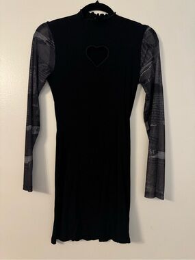 Desigual Women’s Black Heart-Cutout Long Sleeve Dress